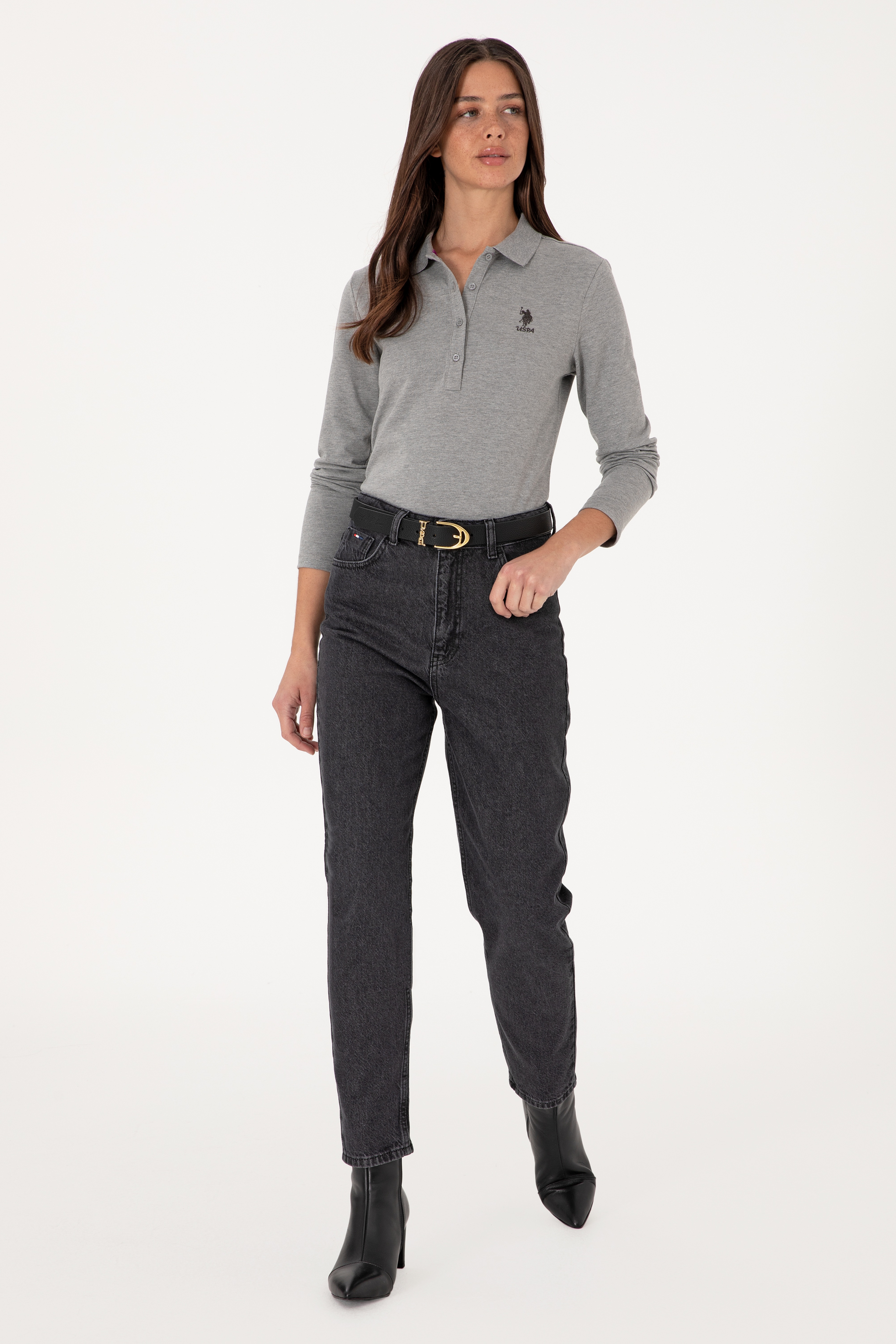 Kadın Gri Melanj Basic Sweatshirt - Image 4