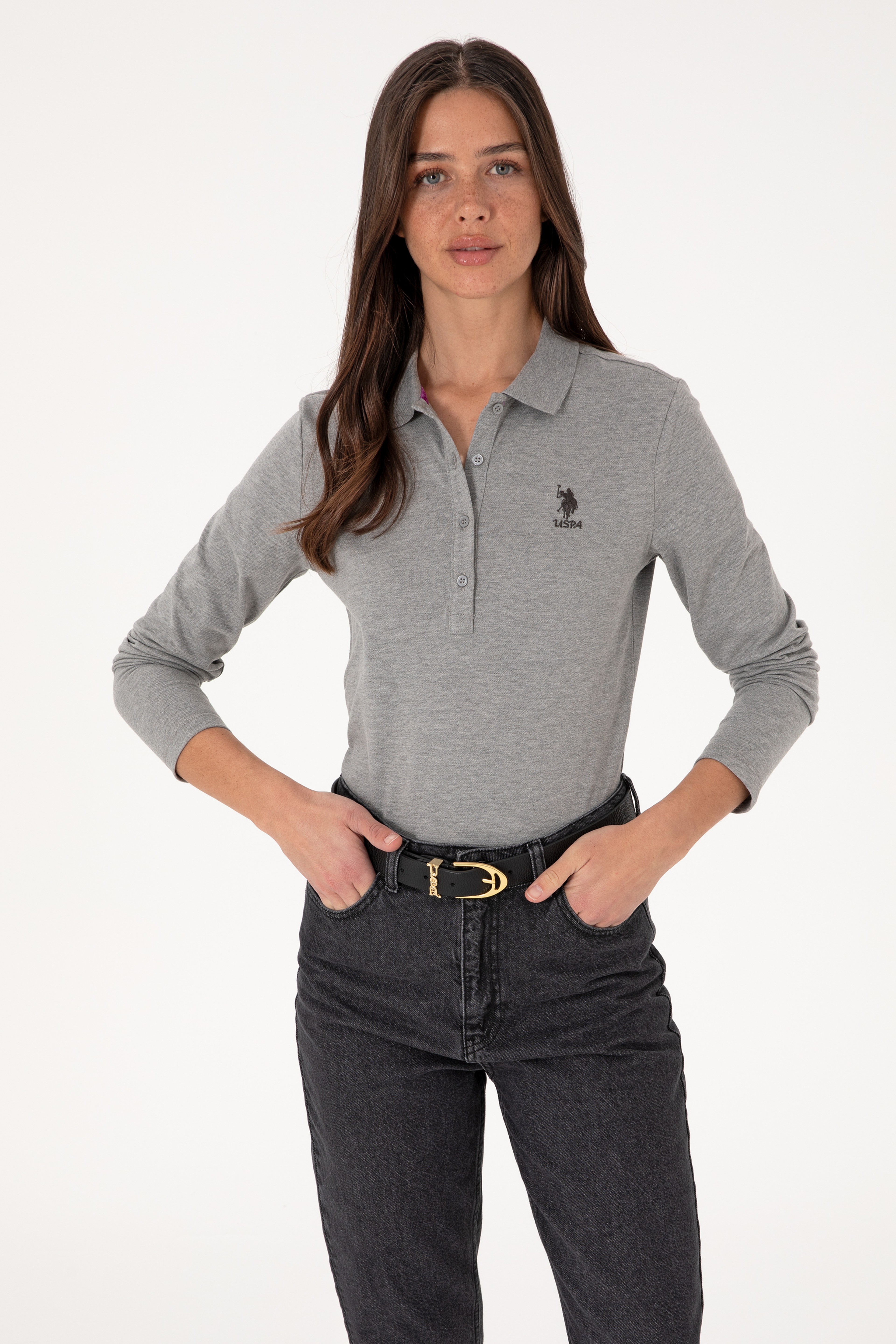 Kadın Gri Melanj Basic Sweatshirt - Image 1