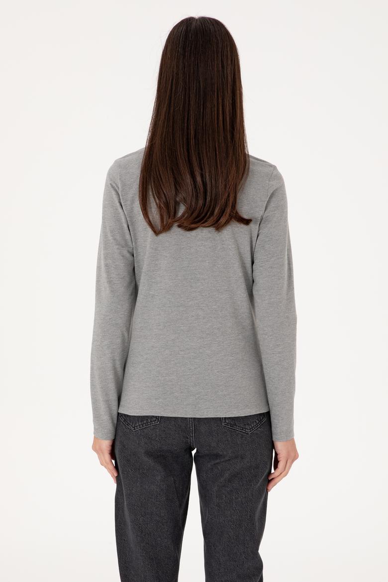 Kadın Gri Melanj Basic Sweatshirt - 50289541041