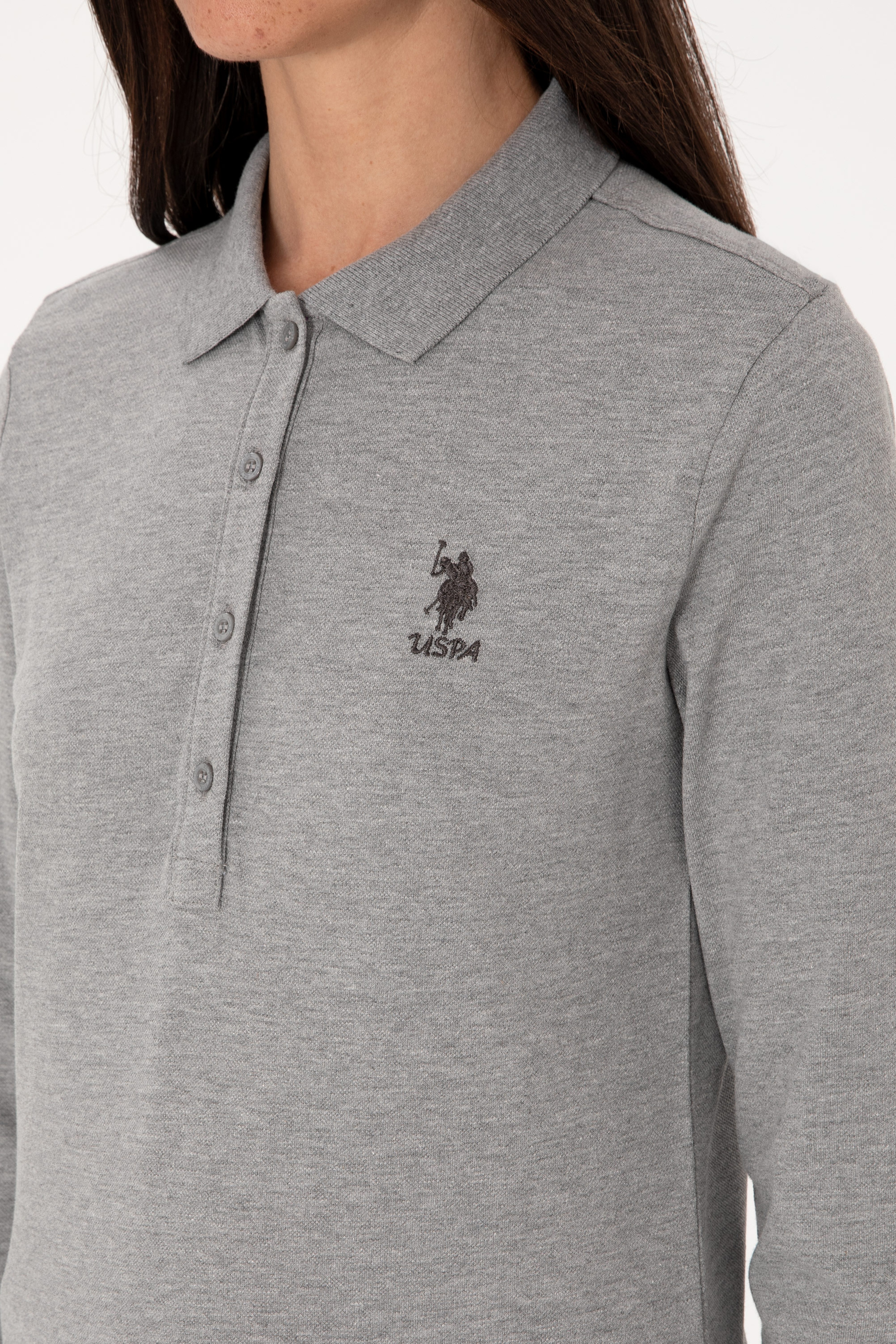 Kadın Gri Melanj Basic Sweatshirt - Image 7
