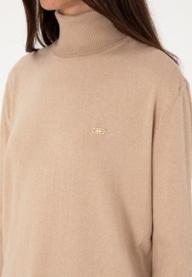 Kadın Kum Melanj Boğazlı Basic Kazak - 50288974089