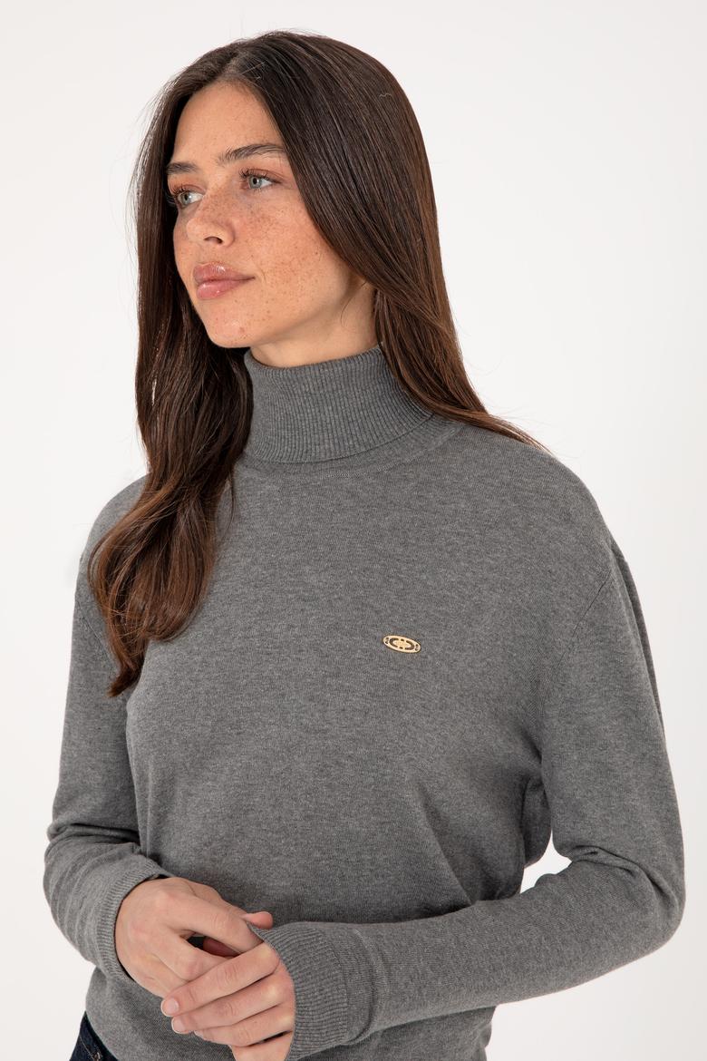 Kadın Gri Melanj Basic Kazak - 50288974083