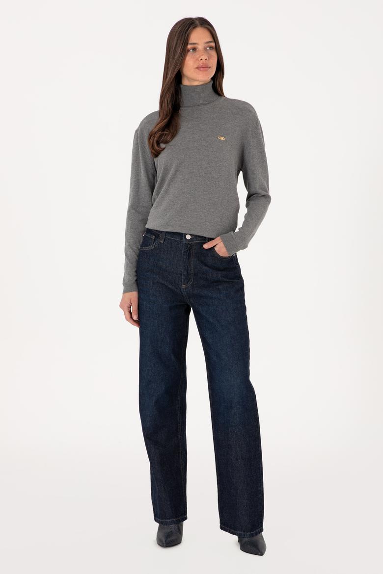 Kadın Gri Melanj Basic Kazak - 50288974083