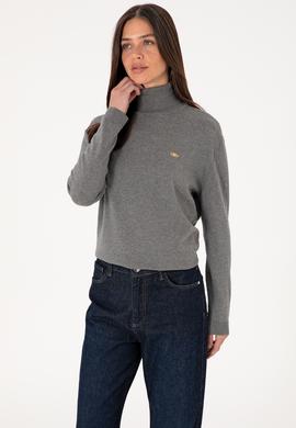 Kadın Gri Melanj Basic Kazak - 50288974083