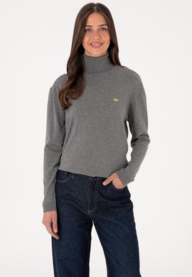 Kadın Gri Melanj Basic Kazak - 50288974083