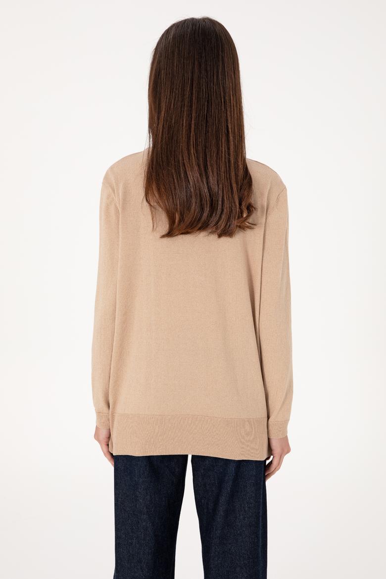 Kadın Kum Melanj Boğazlı Basic Kazak - 50288974089