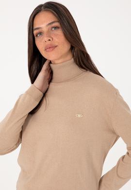 Kadın Kum Melanj Boğazlı Basic Kazak - 50288974089