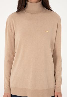 Kadın Kum Melanj Boğazlı Basic Kazak - 50288974089