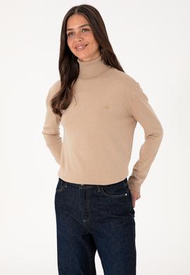 Kadın Kum Melanj Boğazlı Basic Kazak - 50288974089