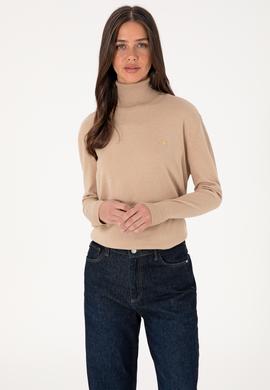 Kadın Kum Melanj Boğazlı Basic Kazak - 50288974089