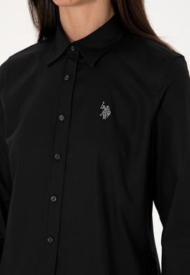 Kadın Siyah Uzun Kollu Basic Gömlek - 50295639013