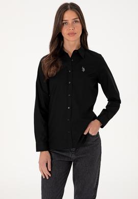 Kadın Siyah Uzun Kollu Basic Gömlek - 50295639013