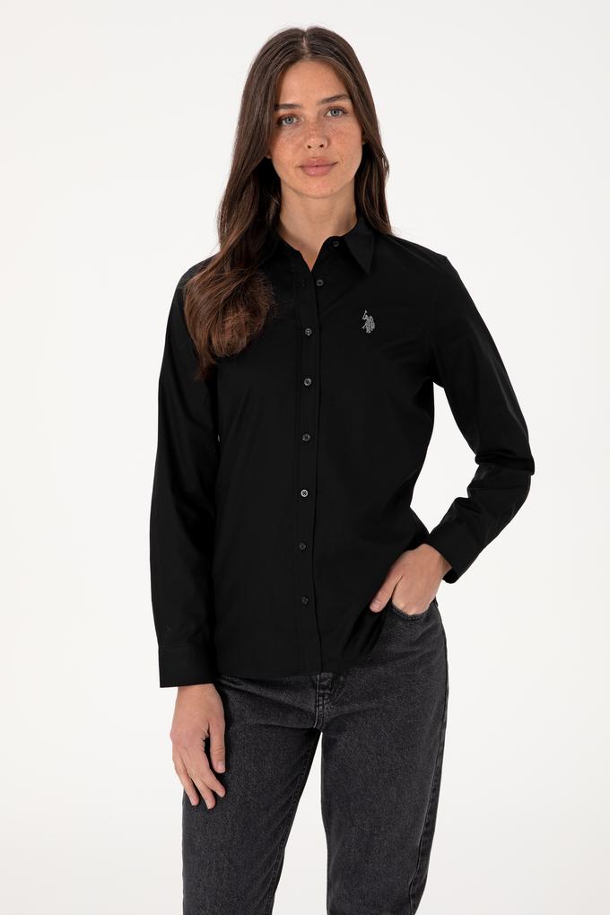 Kadın Siyah Uzun Kollu Basic Gömlek