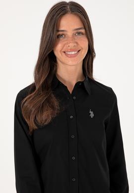 Kadın Siyah Uzun Kollu Basic Gömlek - 50295639013