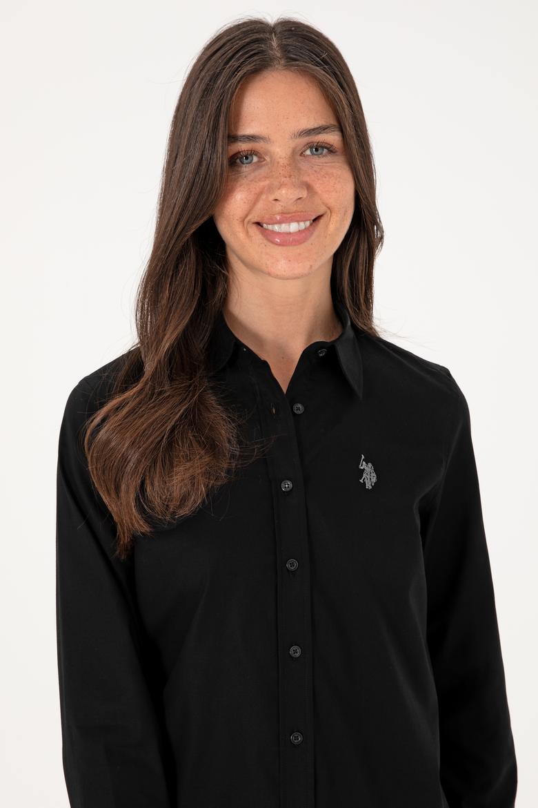 Kadın Siyah Uzun Kollu Basic Gömlek - 50295639013