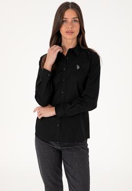 Kadın Siyah Uzun Kollu Basic Gömlek - 50295639013