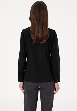 Kadın Siyah Uzun Kollu Basic Gömlek - 50295639013