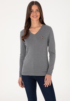 Kadın Gri Melanj Basic Kazak - 50288983058