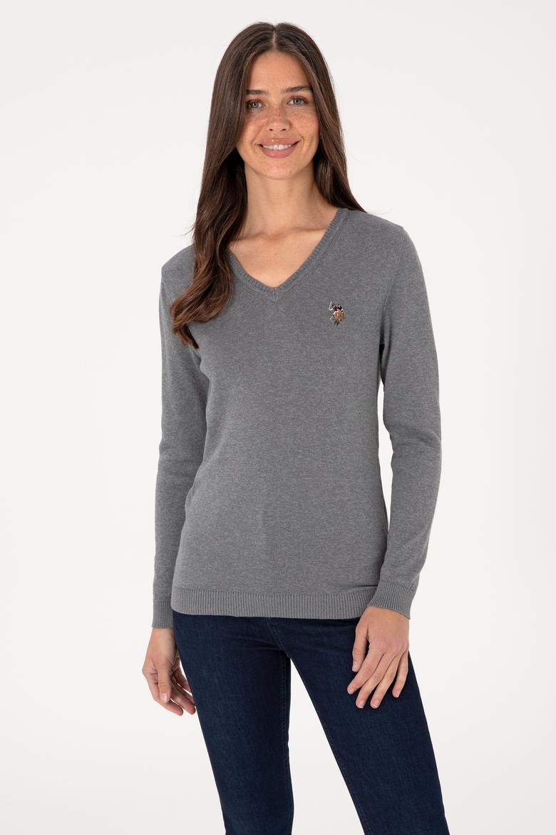 Kadın Gri Melanj Basic Kazak - 50288983058