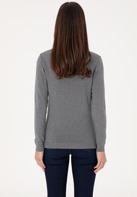 Kadın Gri Melanj Basic Kazak - 50288983058