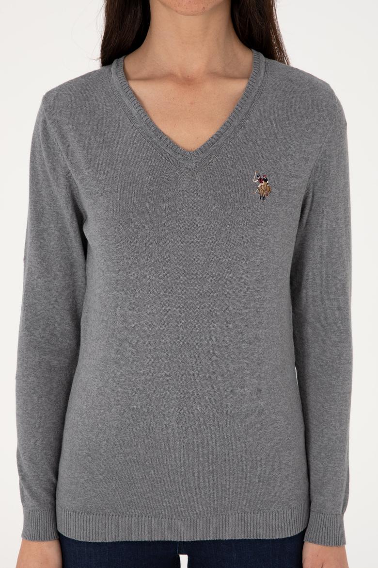 Kadın Gri Melanj Basic Kazak - 50288983058