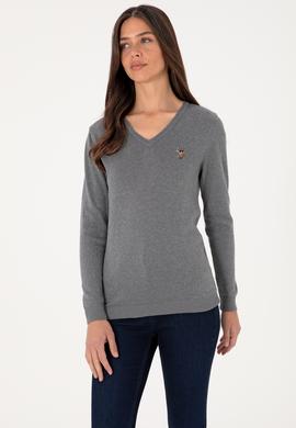 Kadın Gri Melanj Basic Kazak - 50288983058