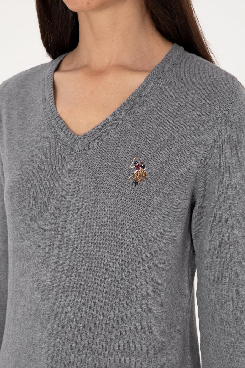 Kadın Gri Melanj Basic Kazak - 50288983058