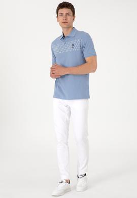 Erkek Regular Fit Polo Yaka Mavi Tişört - 50306798018