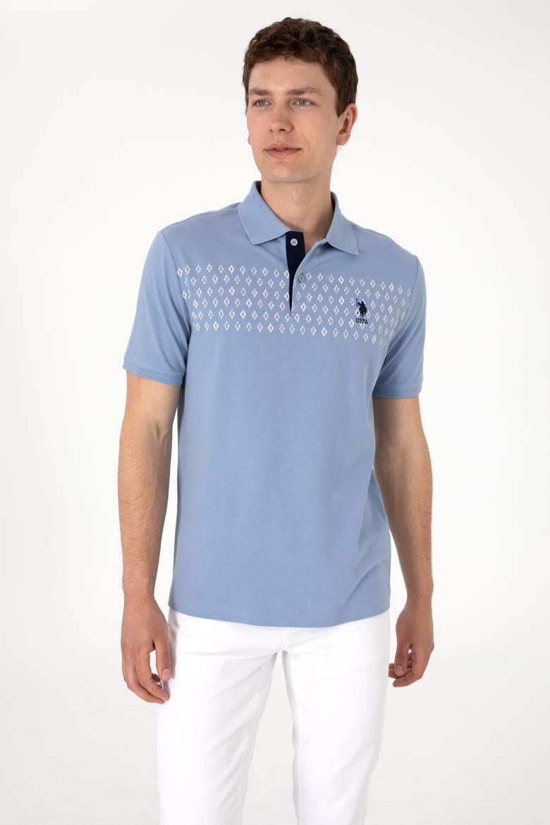 Erkek Regular Fit Polo Yaka Mavi Tişört