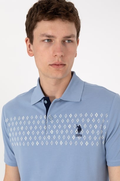 Erkek Regular Fit Polo Yaka Mavi Tişört