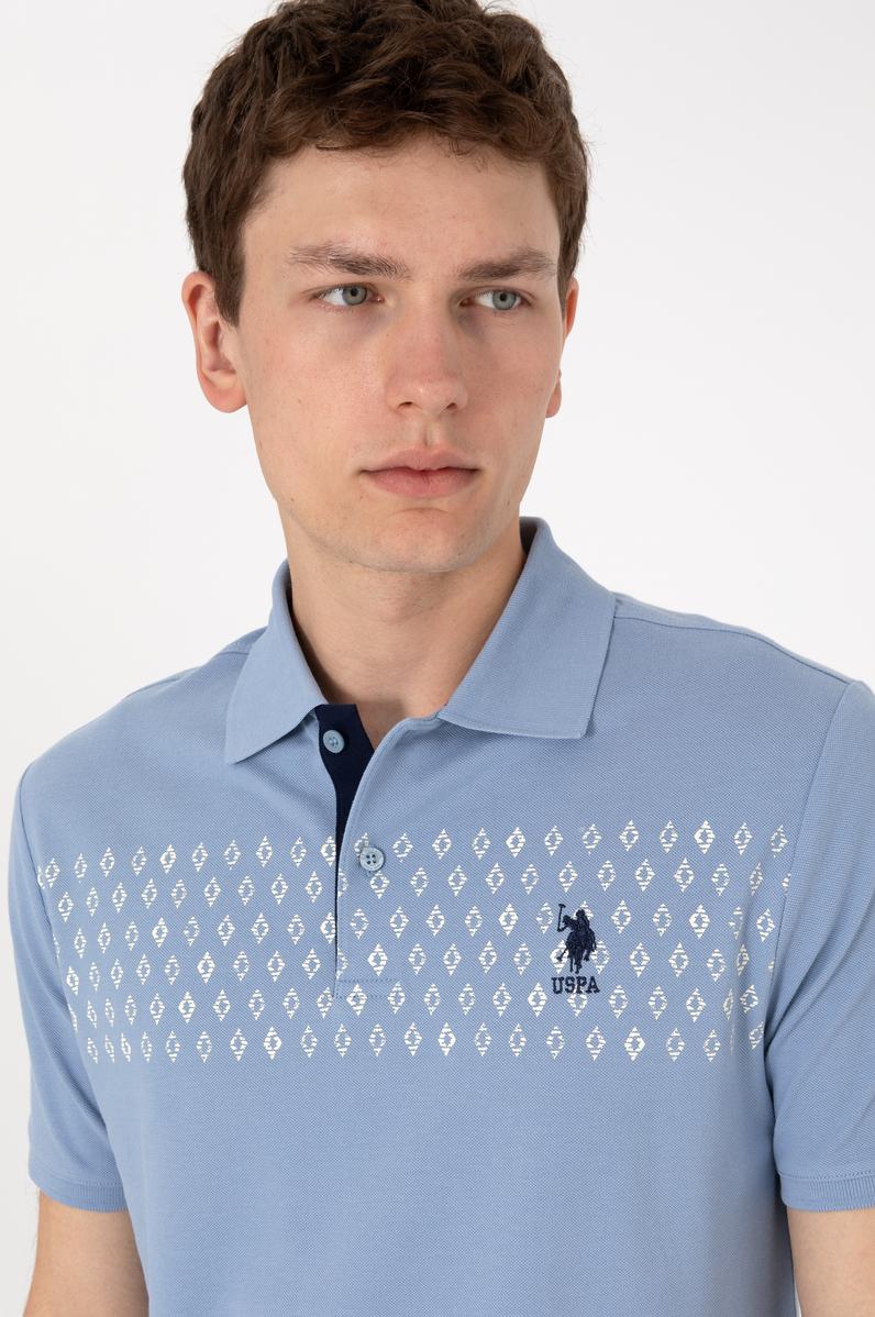Erkek Regular Fit Polo Yaka Mavi Tişört