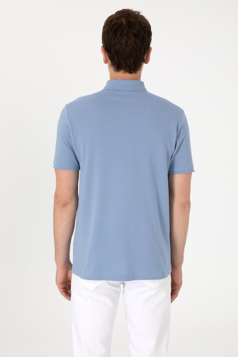Erkek Regular Fit Polo Yaka Mavi Tişört - 50306798018