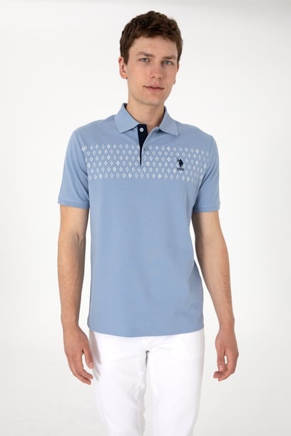 Erkek Regular Fit Polo Yaka Mavi Tişört