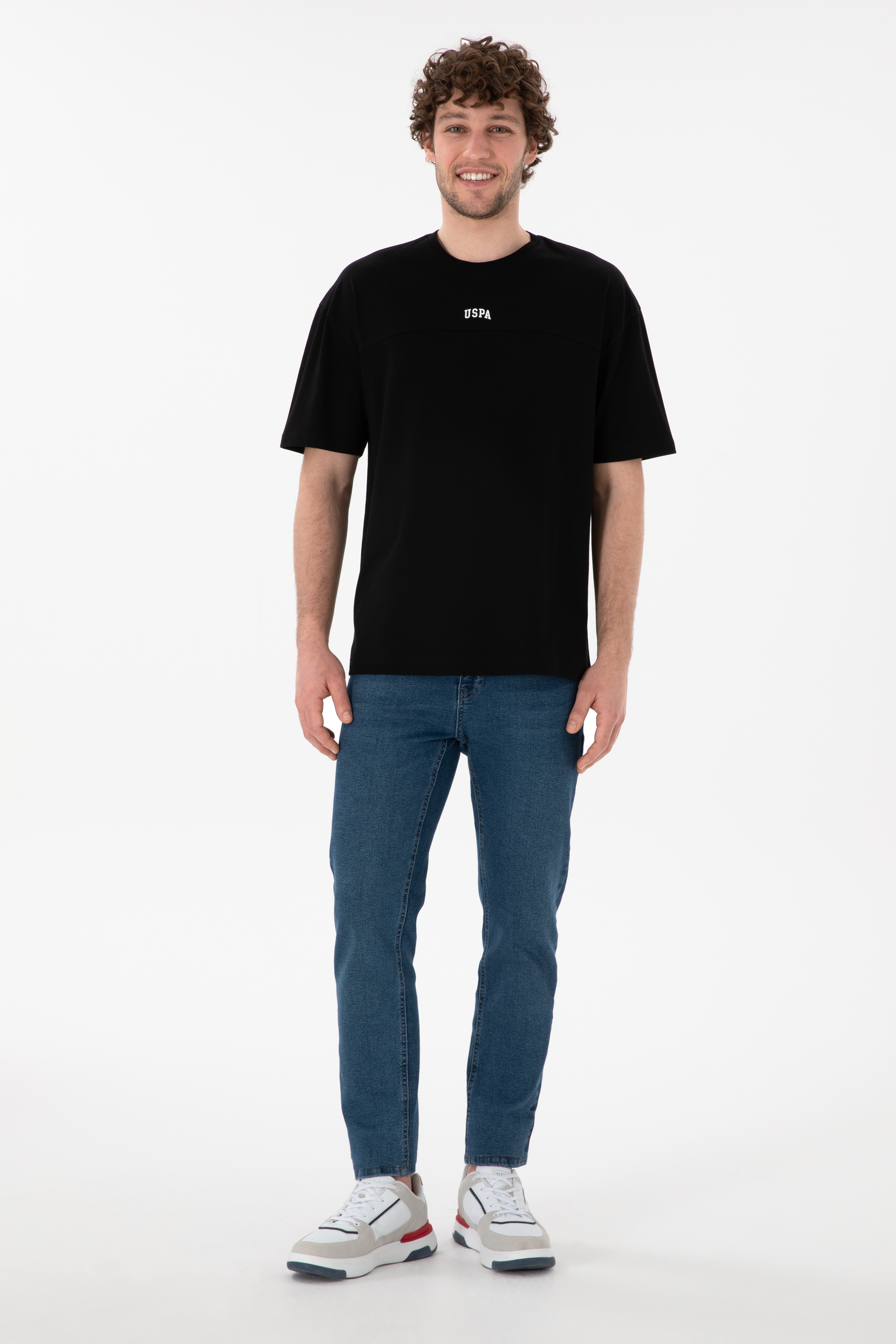 Erkek Comfort Fit Bisiklet Yaka Siyah Tişört