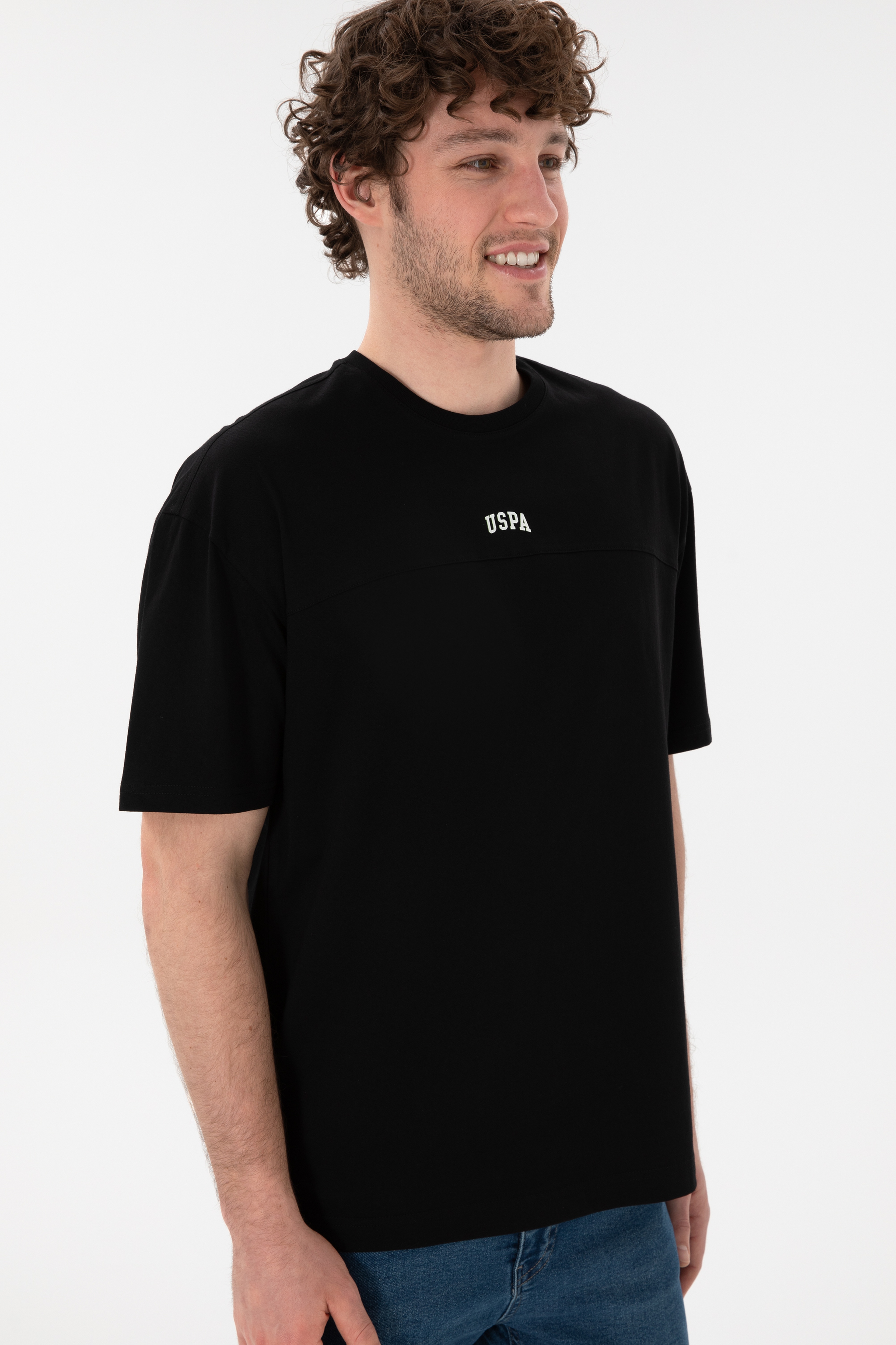 Erkek Comfort Fit Bisiklet Yaka Siyah Tişört