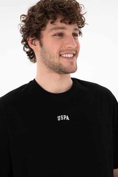 Erkek Comfort Fit Bisiklet Yaka Siyah Tişört