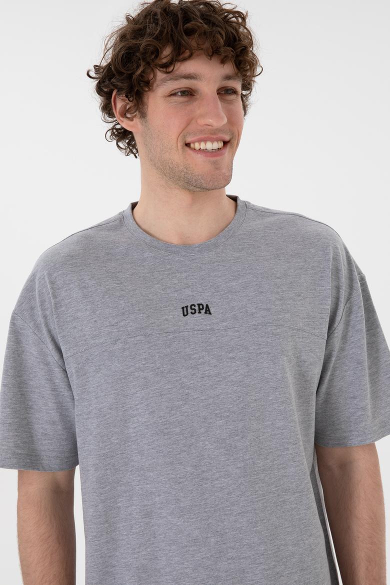 Erkek Comfort Fit Bisiklet Yaka Gri Melanj Tişört - 50306017036