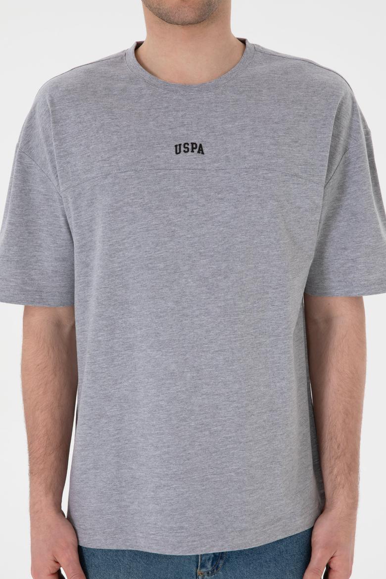 Erkek Comfort Fit Bisiklet Yaka Gri Melanj Tişört - 50306017036