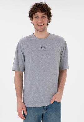 Erkek Comfort Fit Bisiklet Yaka Gri Melanj Tişört - 50306017036