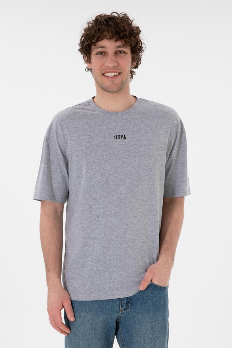 Erkek Comfort Fit Bisiklet Yaka Gri Melanj Tişört