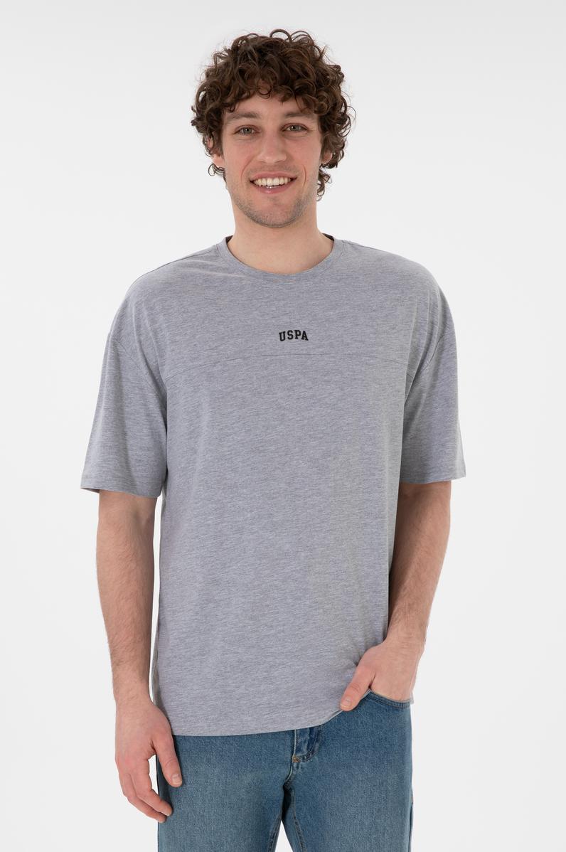 Erkek Comfort Fit Bisiklet Yaka Gri Melanj Tişört