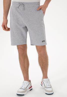 Erkek Gri Melanj Örme Şort - 50305933018