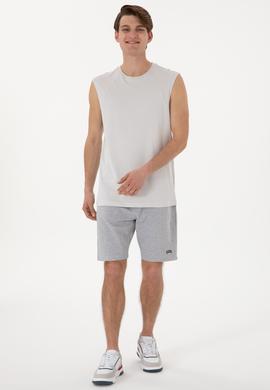 Erkek Gri Melanj Örme Şort - 50305933018