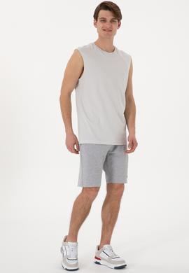 Erkek Gri Melanj Örme Şort - 50305933018