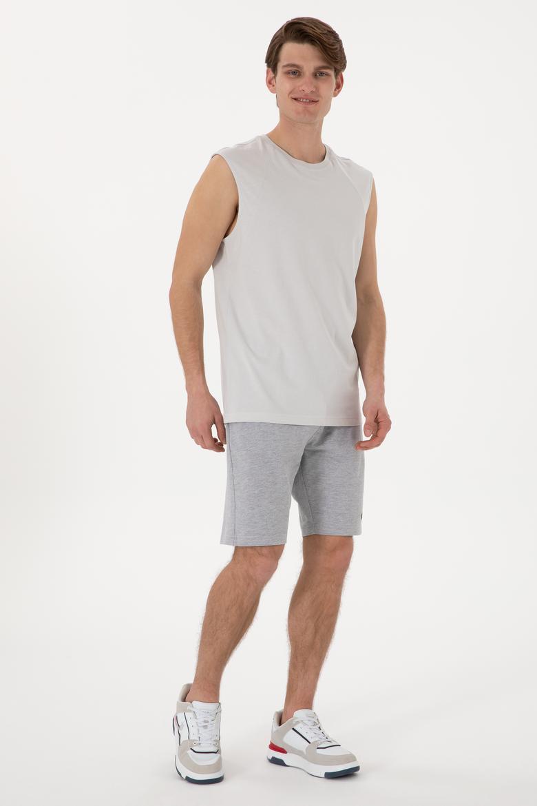 Erkek Gri Melanj Örme Şort - 50305933018