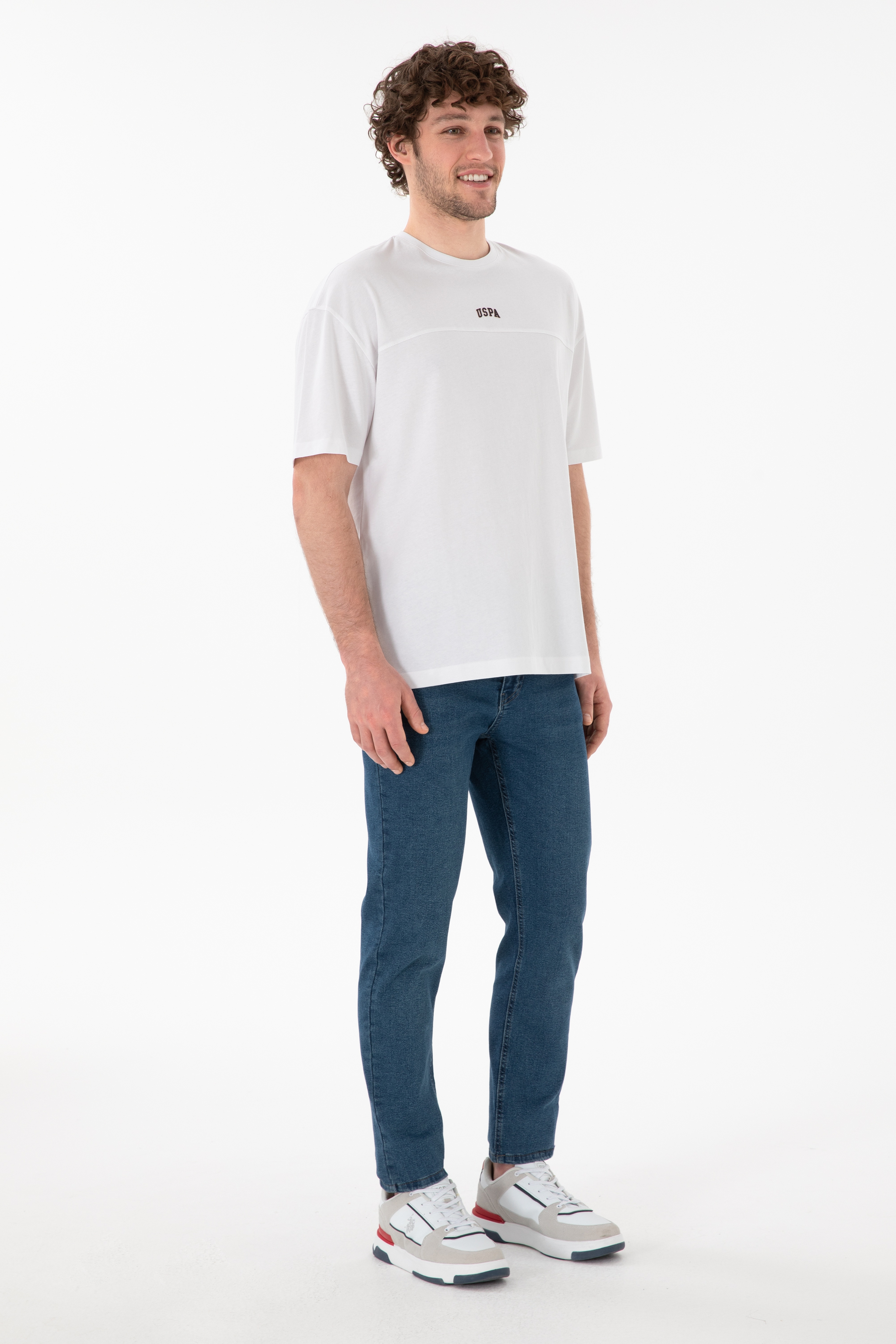 Erkek Comfort Fit Bisiklet Yaka Beyaz Tişört - Image 5