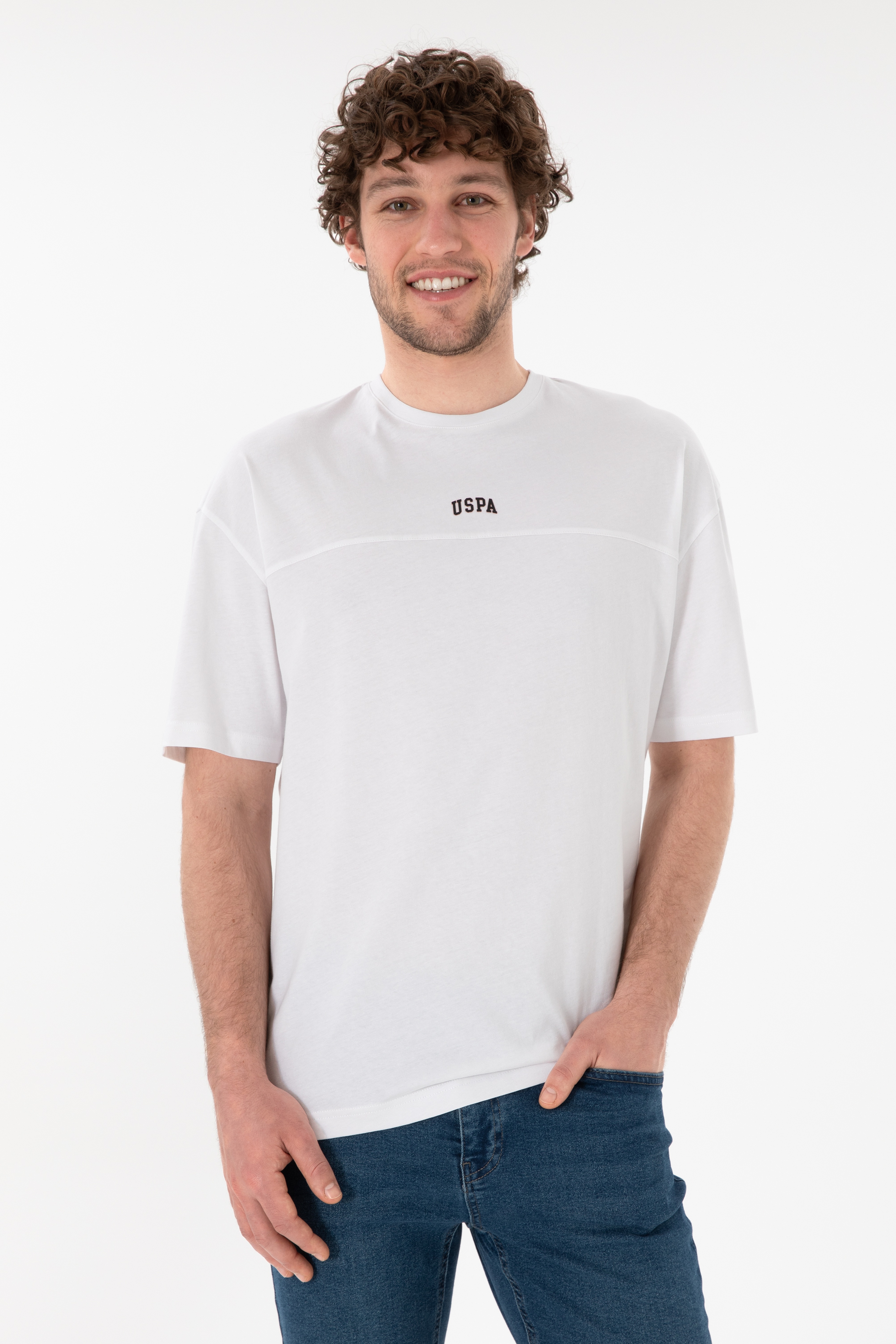 Erkek Comfort Fit Bisiklet Yaka Beyaz Tişört - Image 1
