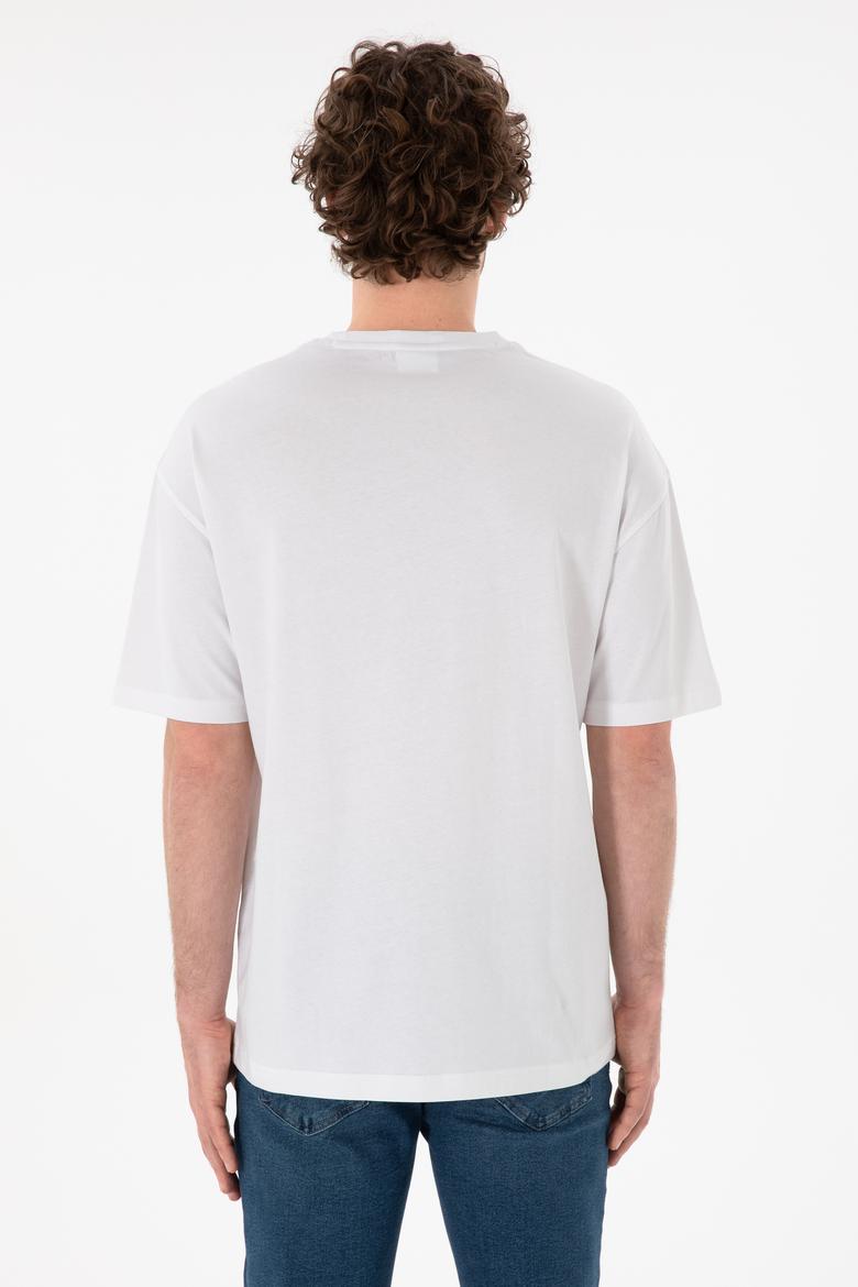 Erkek Comfort Fit Bisiklet Yaka Beyaz Tişört - 50306017018