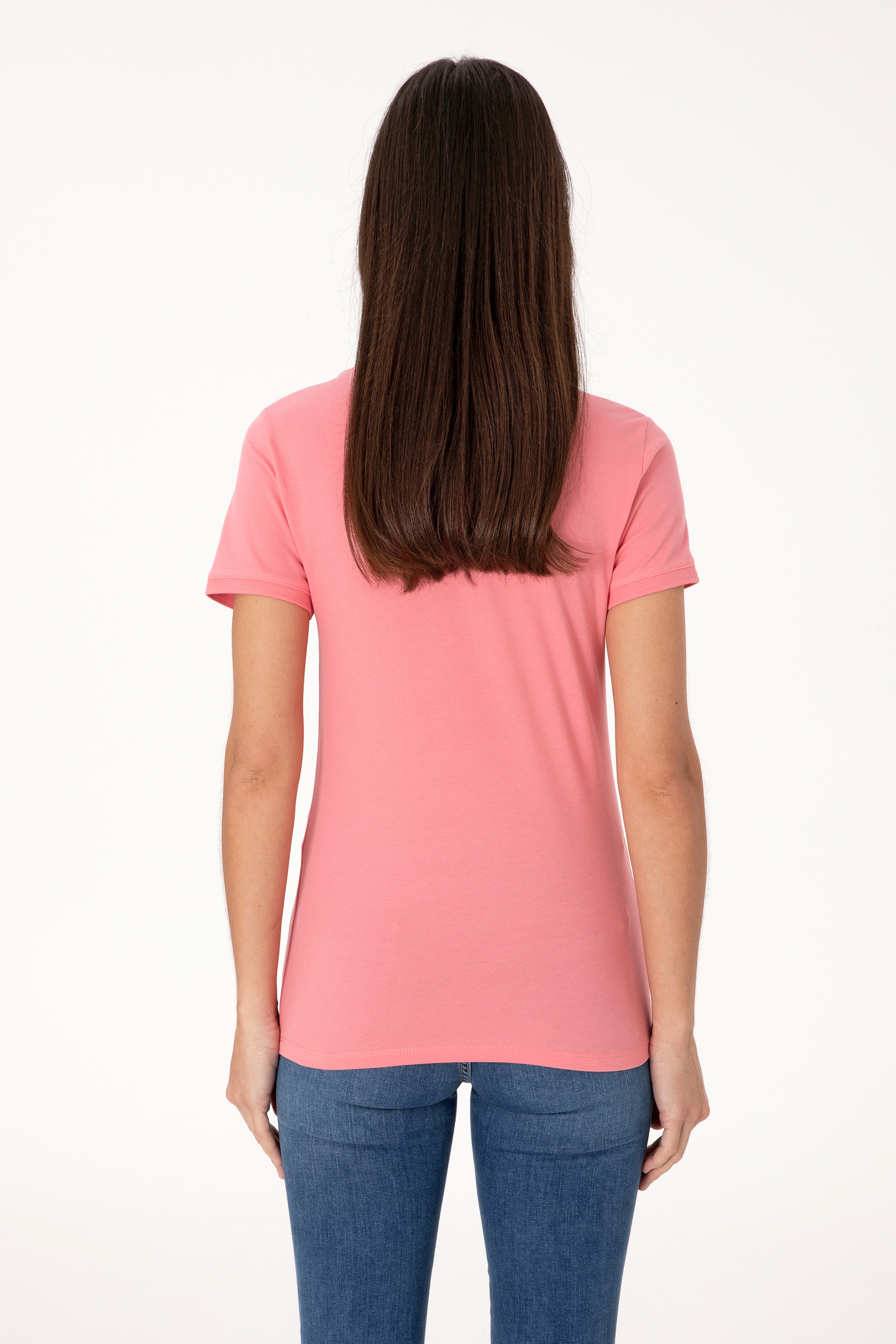Kadın Pembe Basic Tişört - Image 5