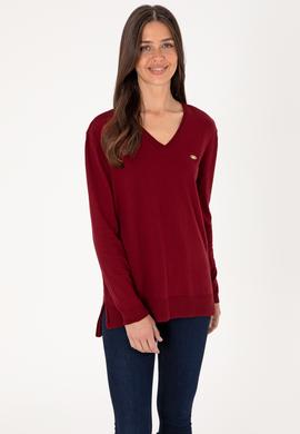 Kadın Bordo Basic Kazak - 50288973024